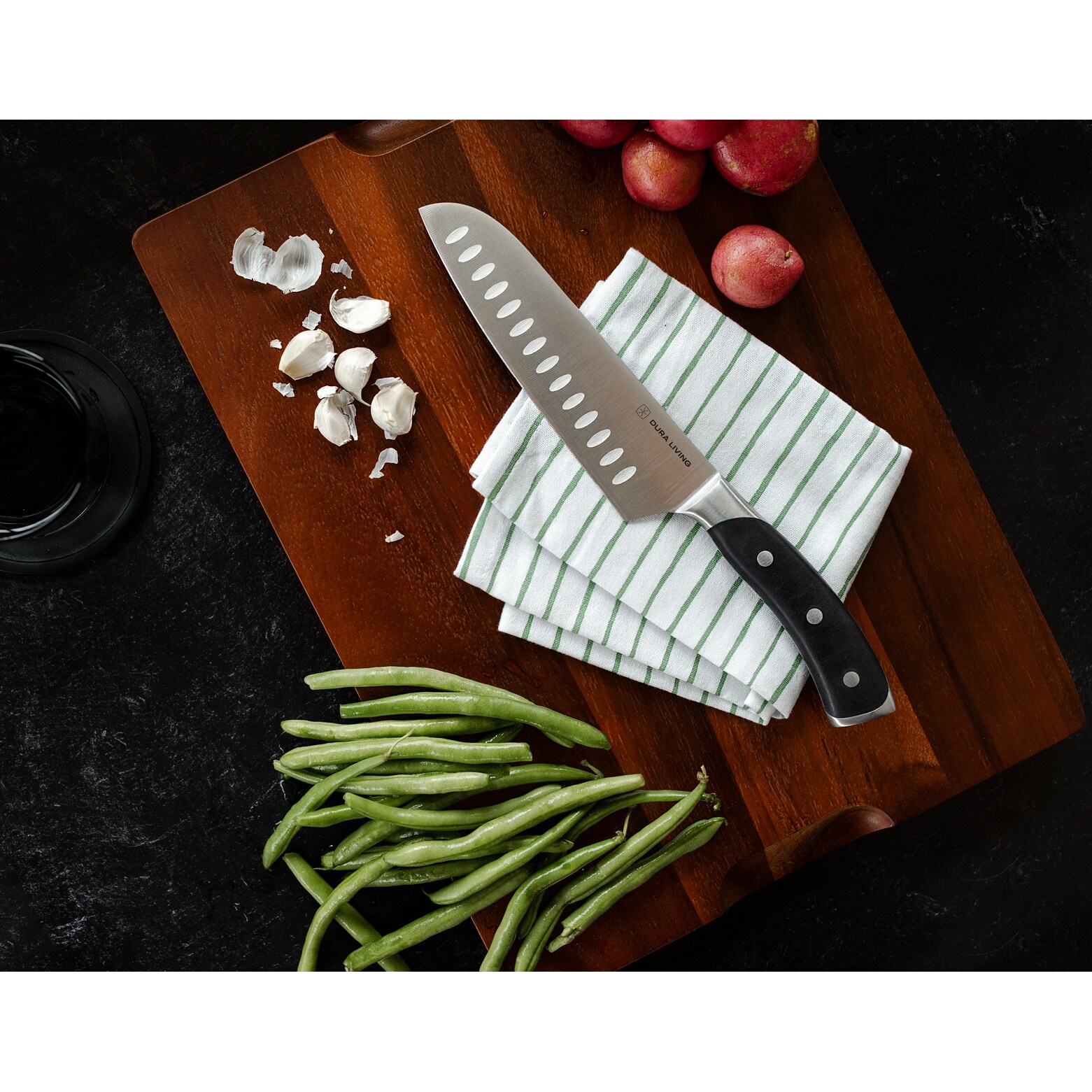 Dura Living EcoCut 2-Piece Santoku Knife Set - High Carbon Stainless Steel Blades, Sustainable Ergonomic Handles, Eco-Friendly Knives with Sheaths