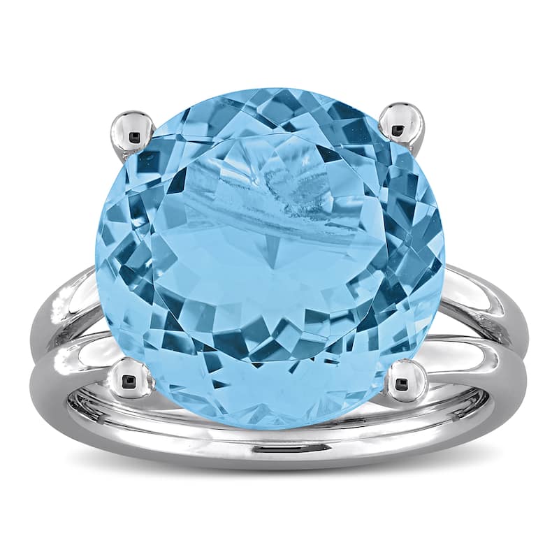Miadora 12 1/4ct TGW Sky Blue Topaz Solitaire Cocktail Ring in Sterling Silver
