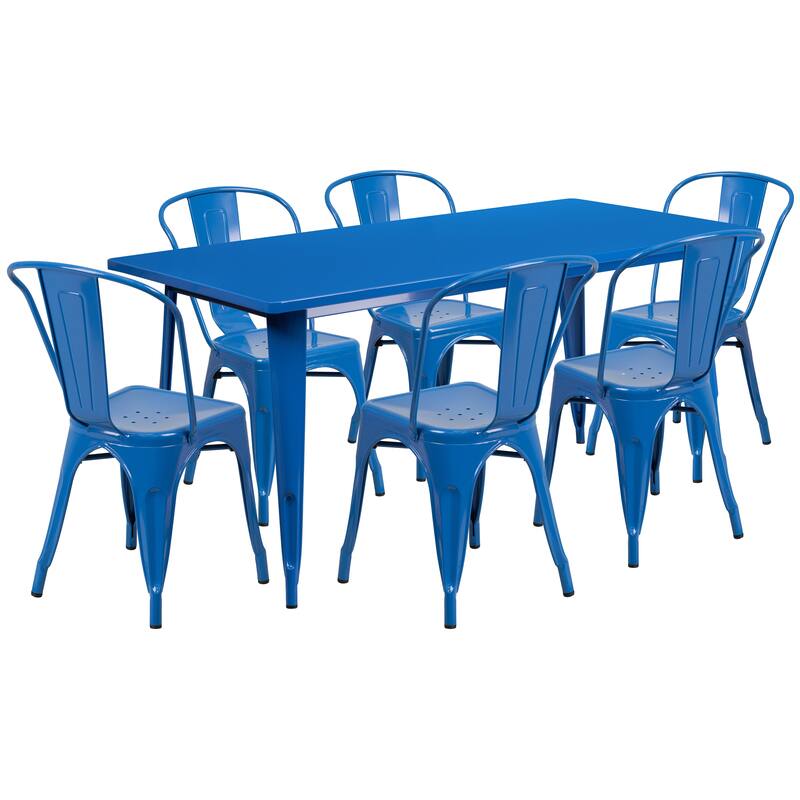 Rectangular Metal Indoor-Outdoor Table Set