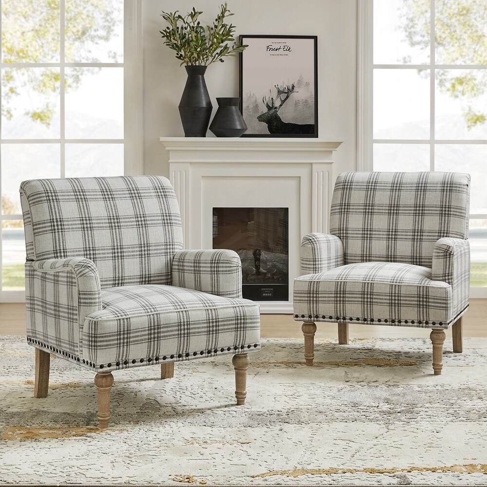 Grey check armchair store