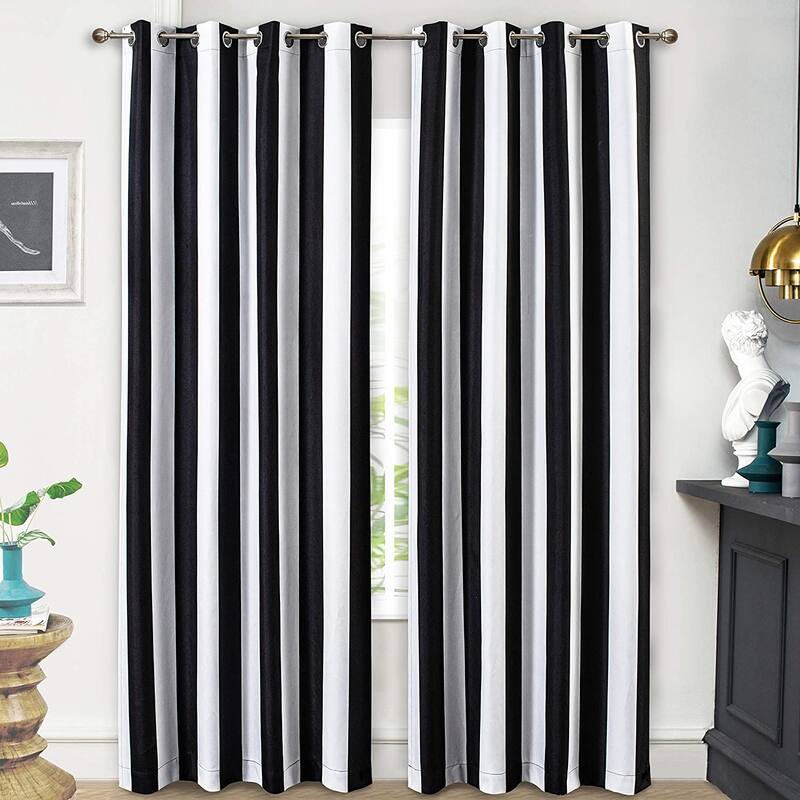 DriftAway Ryder Stripe Pattern 100 Percent Blackout Thermal Insulated Window Curtain