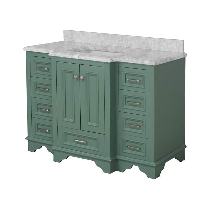 KitchenBathCollection Nantucket 48" Bathroom Vanity with Carrara Marble Top