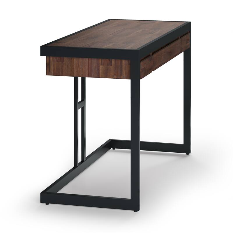 WYNDENHALL Cecilia SOLID ACACIA WOOD Modern Industrial 48 inch Wide Small Desk in Distressed Charcoal Brown