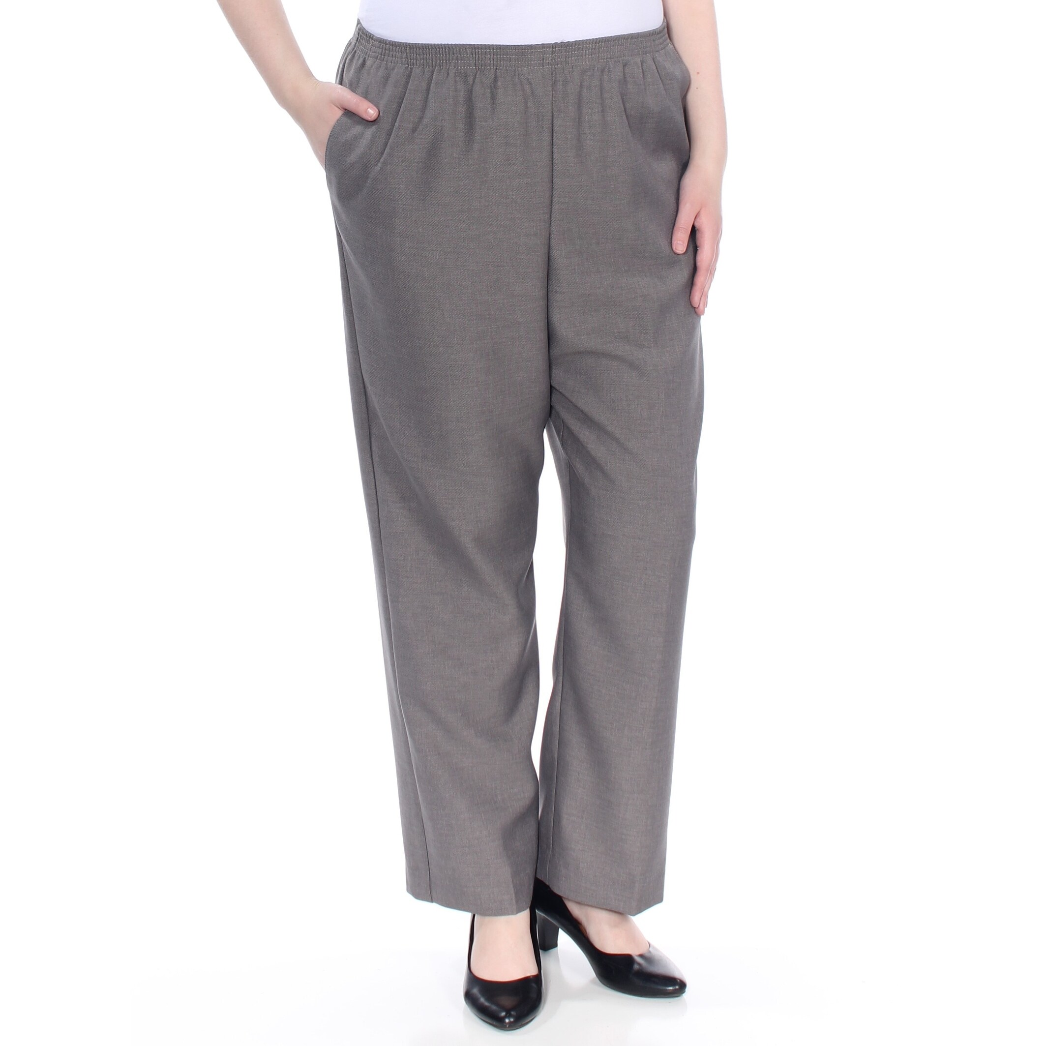 Alfred Dunner Classics Elastic Waist Pants White 10p S