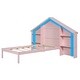 preview thumbnail 6 of 41, Rustic Wood Platform Bed with House-Shaped Headboard & Built-in LED
