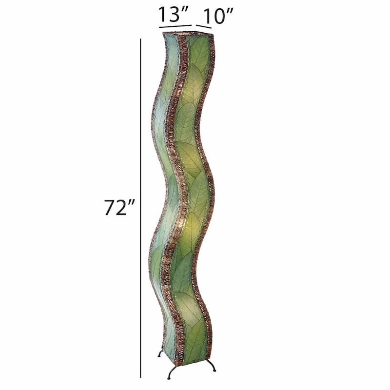 Eangee Handmade Wave Giant Floor Lamp, Cocoa Leaves Shade, 13 x 10 x 72 in.
