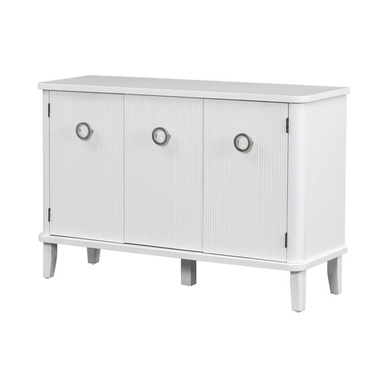 Modern Solid Wood Cabinet with Three Acacia Solid Doors and Adjustable Shelves Ideal for Living Room, Study, Corridor