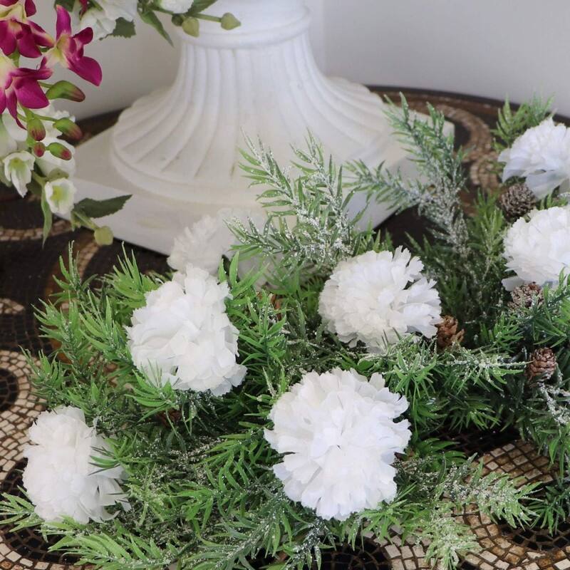 White Silk Carnation Picks, Artificial Flower Heads for Weddings