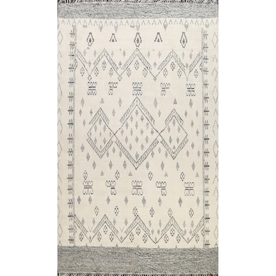 Geometric Oriental Moroccan Area Rug Hand-knotted Wool Carpet - 9'1" x 12'2"