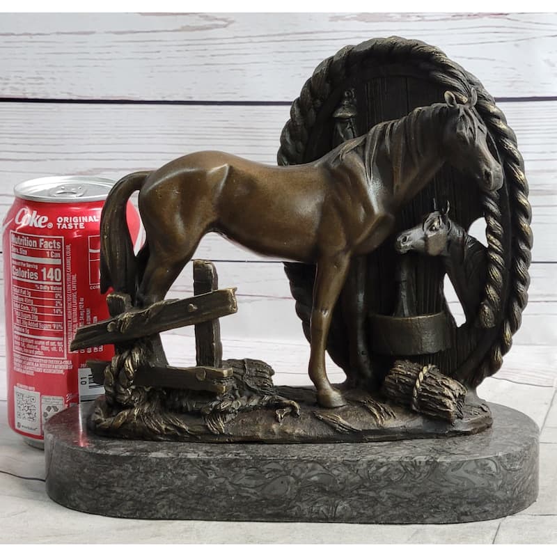 Horses Foal Equestrian Horse Lover Bronze Metal Sculpture Statue Figure Gift Decor Signed Art