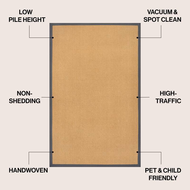 Camden Farmhouse Cottage Border Jute Area Rug