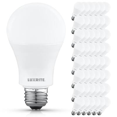 Luxrite A19 LED Light Bulb 12.5W=100W 3500K 1500LM Non-Dimmable E26 Damp Rated ETL Listed 48 Pack - Natural White