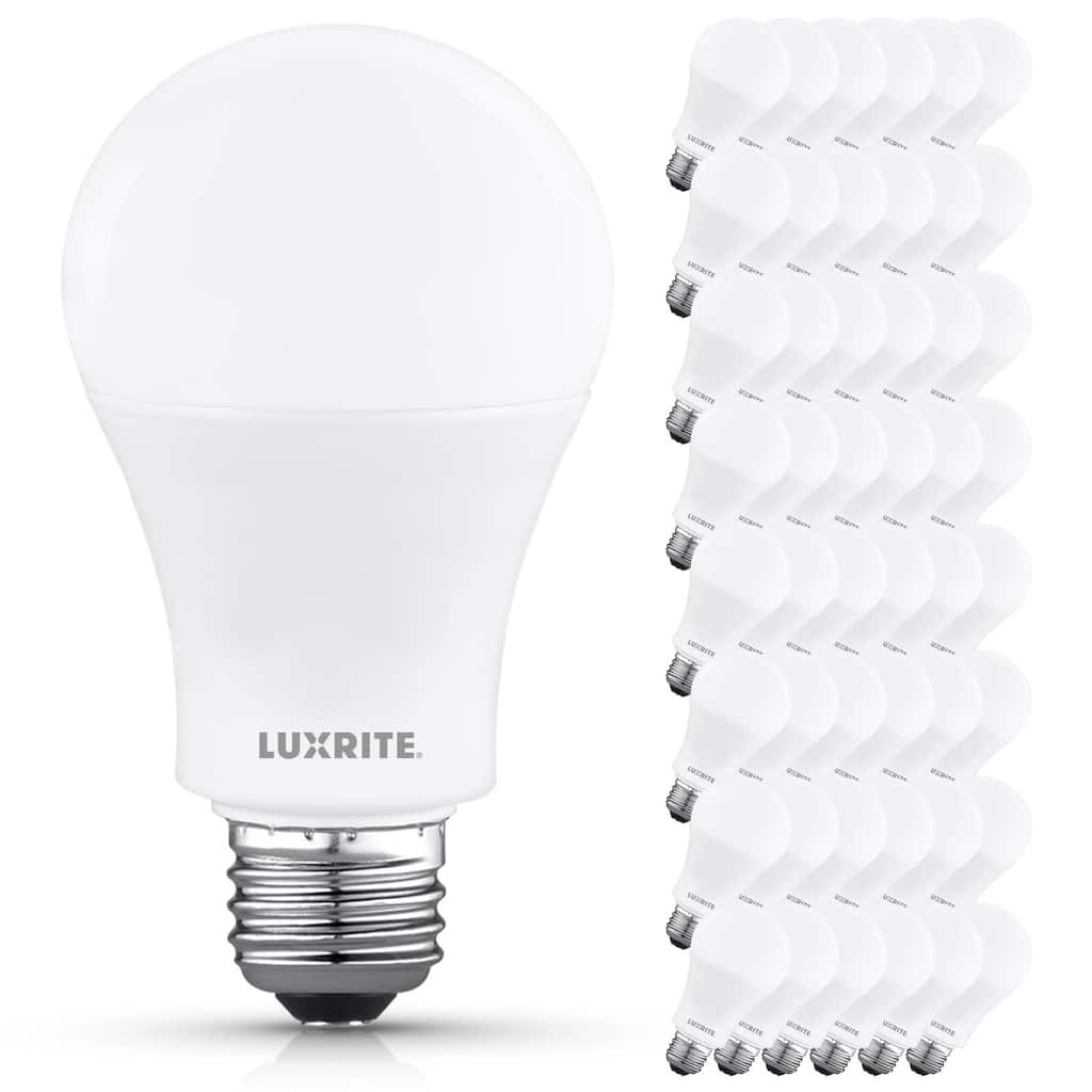 Luxrite A19 LED Light Bulb 12.5W=100W 4000K 1500LM Non-Dimmable E26 Damp Rated ETL Listed 48 Pack - Cool White