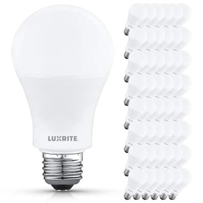 Luxrite A19 LED Light Bulb 12.5W=100W 5000K 1500LM Non-Dimmable E26 Damp Rated ETL Listed 48 Pack - Bright White