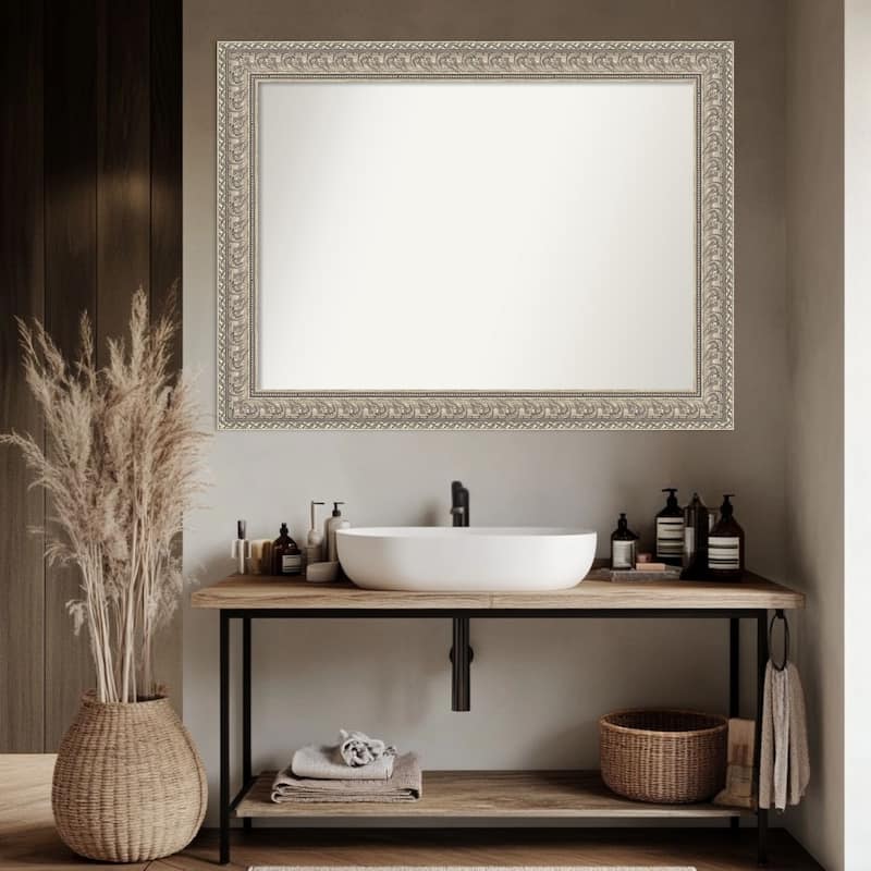 Sydney Silver Non-Beveled Framed Bathroom Vanity Wall Mirror - Sydney Silver