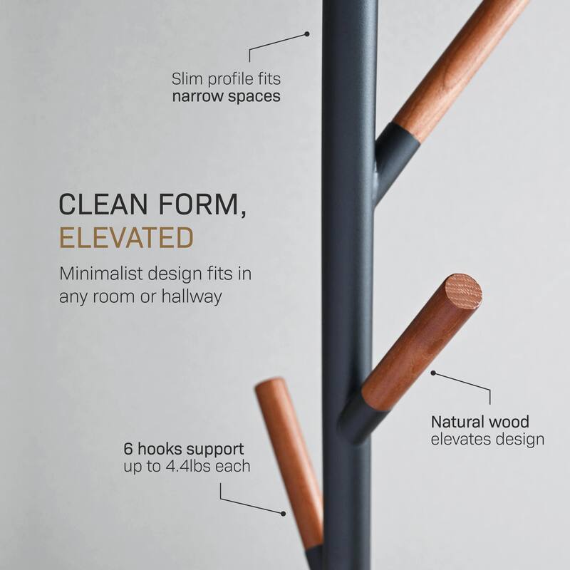 Yamazaki Home Coat Rack, Steel, Holds 26.4 lbs - L 11.02 x W 11.02 x H 69.69 inches