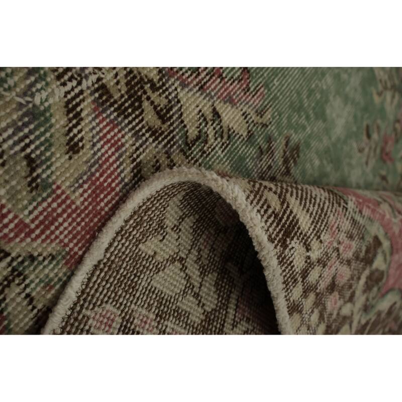 Hand Knotted Oriental 100% Wool Carpet Transitional Floral Green Anatolian Area Rug - 9' 2'' X 5' 2''