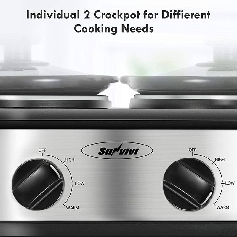 Royalcraft 2 Pot Slow Cooker Stainless Steel Buffet Server 1.25 Quart