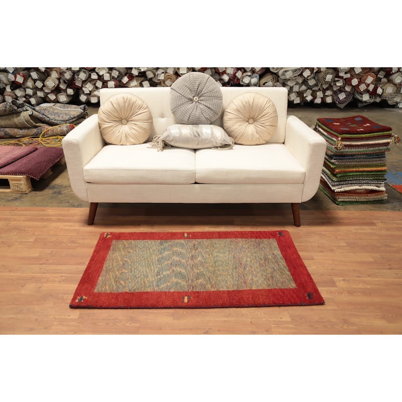 Hand Knotted Oriental 100% Wool Carpet Tribal Animal Pictorial Multi-Colored Gabbeh Area Rug - 4' 0'' X 2' 4''