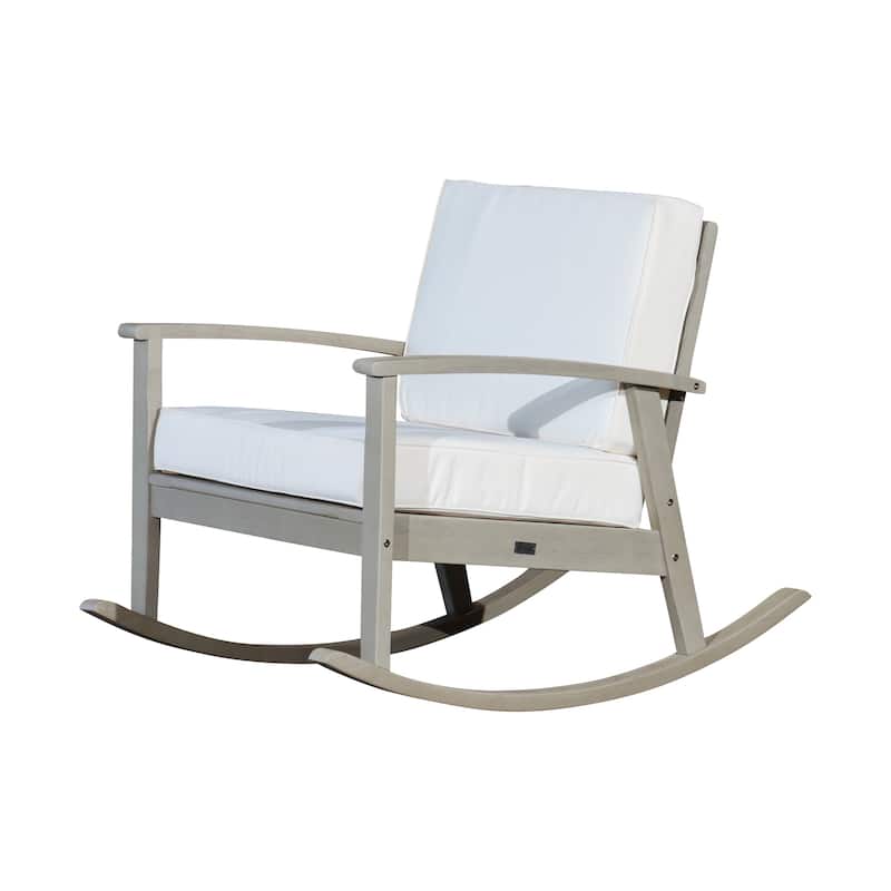 DTY Outdoor Living Longs Peak Eucalyptus Rocking Chair with Cushions