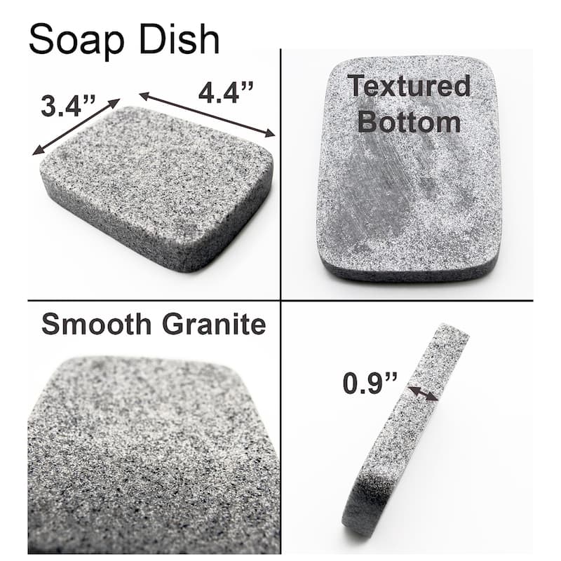 Rectangular Grey Granite Soap Dish Cup Dispenser