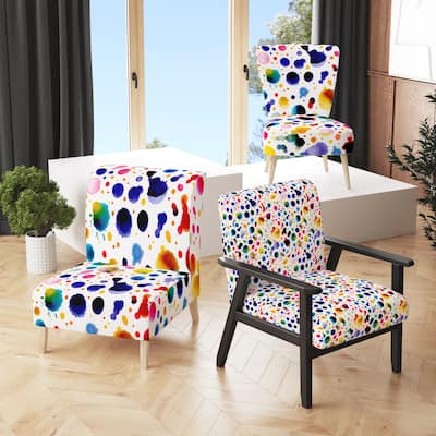 Designart "Splach Of Color" Upholstered Patterned Accent Chair and Arm Chair