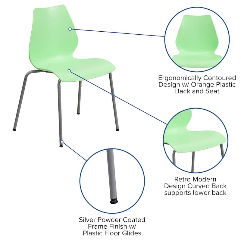HERCULES Series Stack Chair with Lumbar Support and Silver Frame