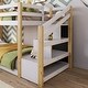 preview thumbnail 7 of 10, Twin over Twin House Bunk Bed with White Storage Staircase, Blackboards