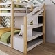 preview thumbnail 7 of 5, White Twin House Bunk Bed with Storage Staircase and board Panels