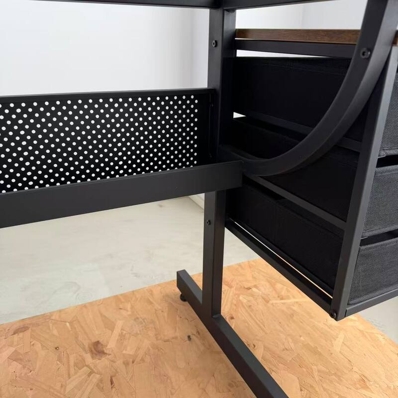 Black drafting drawing table with stool and 3 drawers