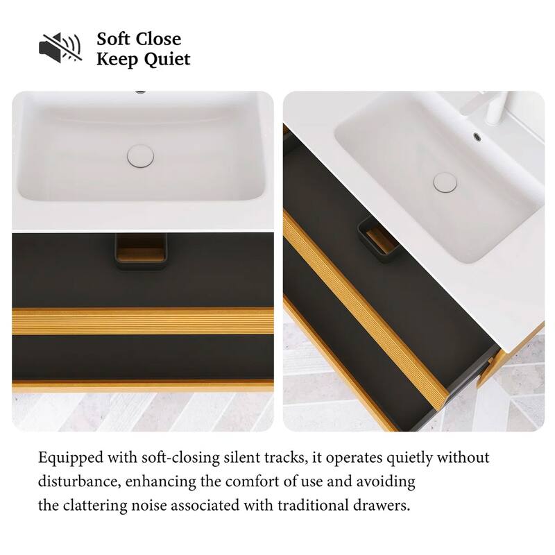 Wall-Mounted Bathroom Vanity with White Ceramic Sink