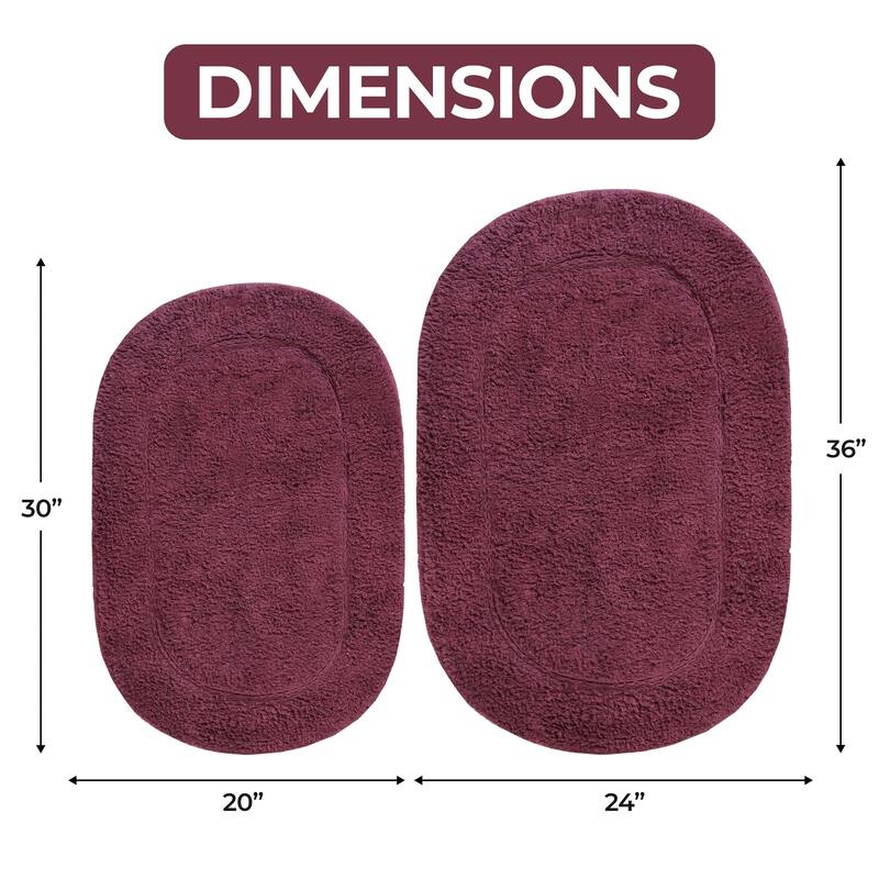 Superior Cotton Non-slip Oval Bath Rug - (Set of 2)