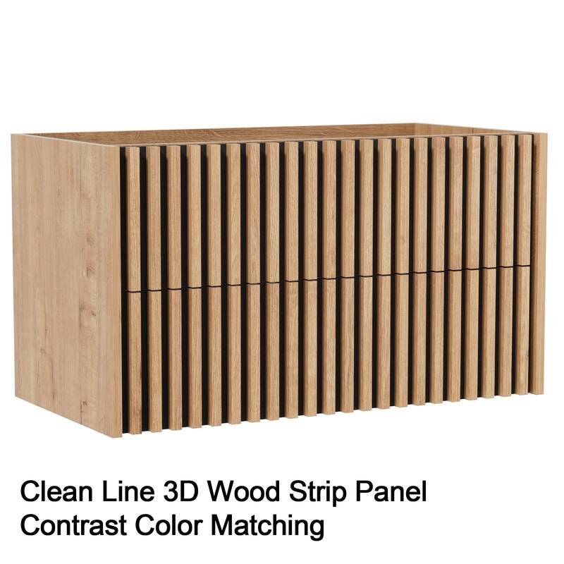 Wall Mounted Bathroom Vanity Set Mid-Century Storage Cabinet with Ceramic Sink
