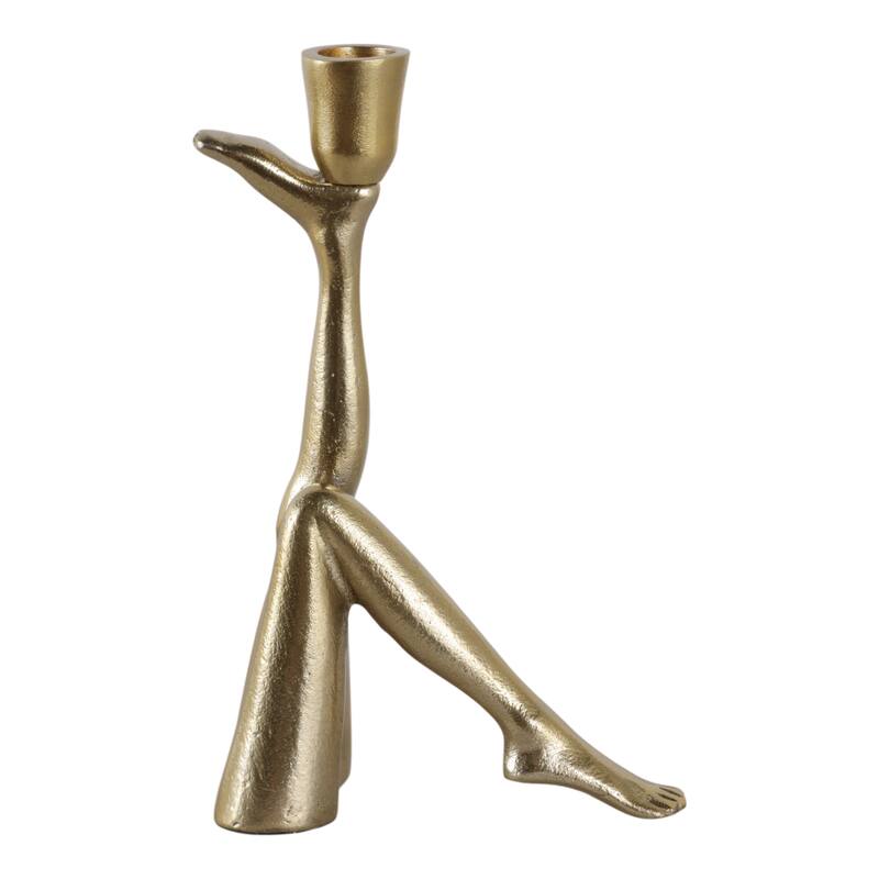 Metal Bent Legs Modern Taper Candle Holder - Gold