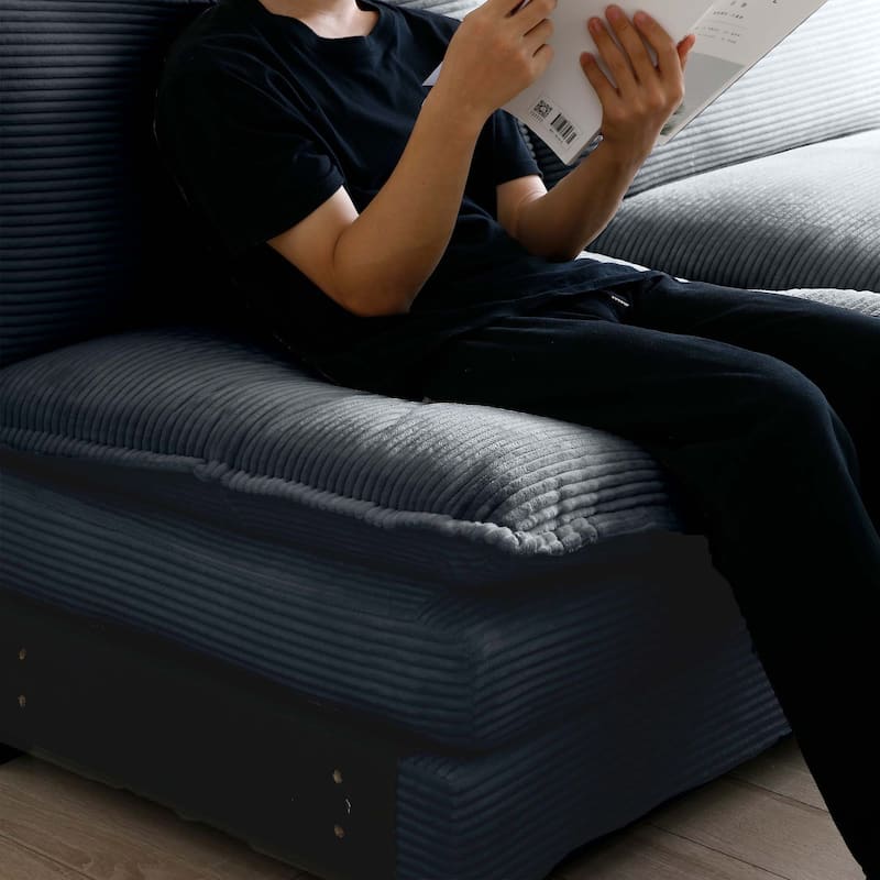 Roomfitters 3-Piece Modular Corduroy Sectional Sofa, Oversized 6-Seat Set with Memory Foam