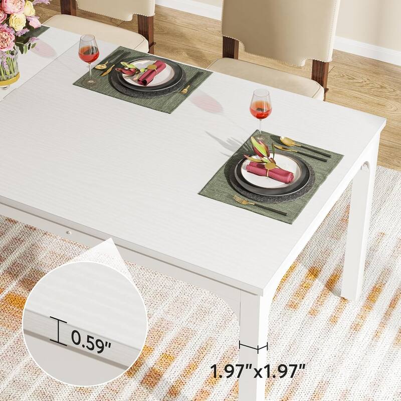 78" White Dining Table Large Rectanglular