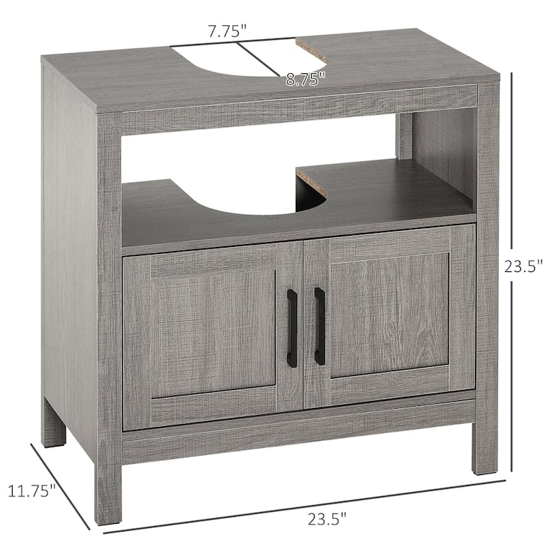 Bathroom Storage Cabinet with 2 Doors and Open Shelf