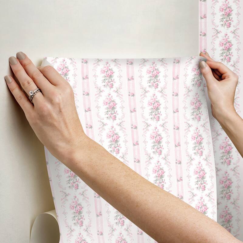 LoveShackFancy Dreamy Days Pink Parfait Peel and Stick Wallpaper