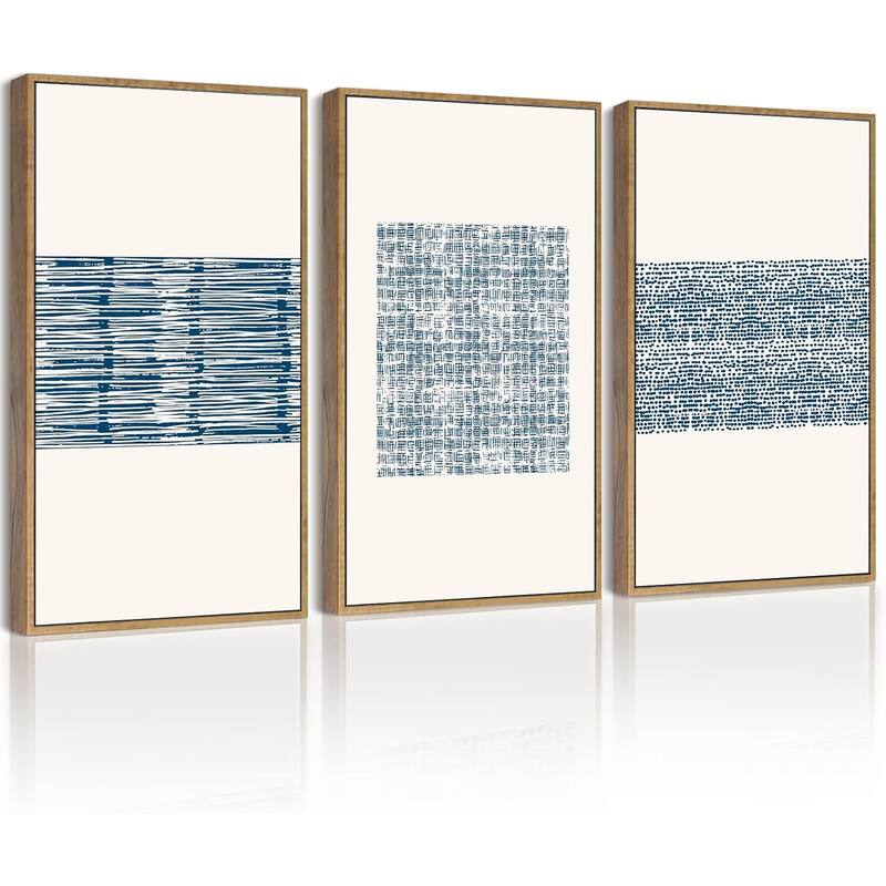 Blue Abstract Framed Wall Art Modern - 16 x 24