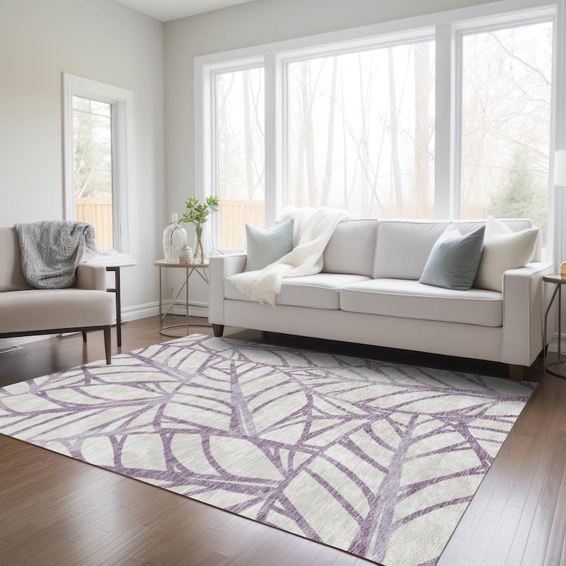 Machine Washable Indoor/ Outdoor Chantille Modern Palms Rug