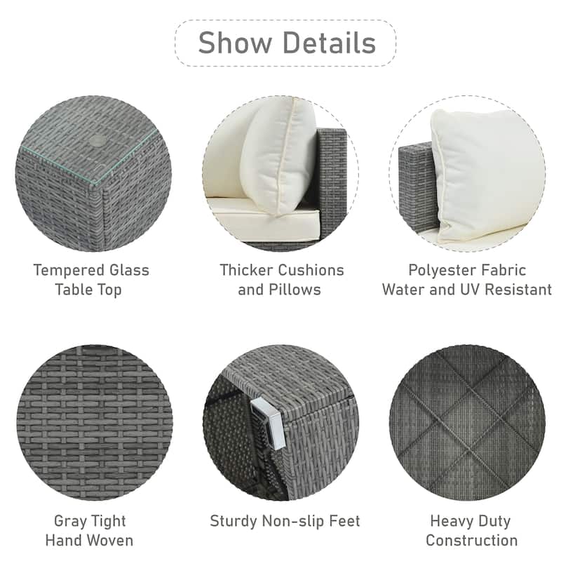 8-Pieces Patio Conversation Sofa Set with Table