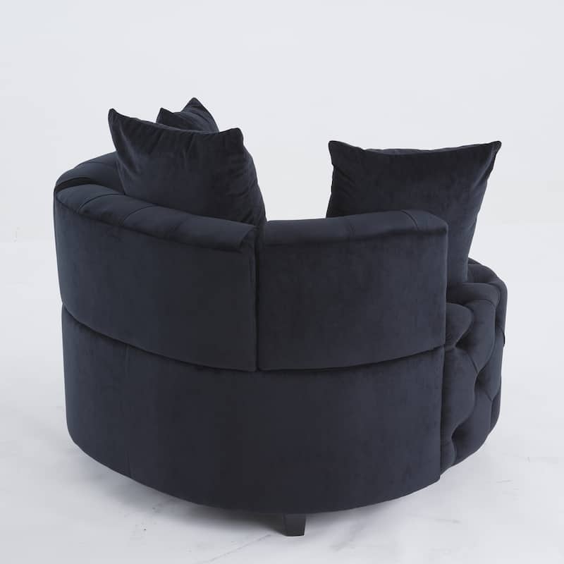Roomfitters Velvet Accent Chair, Tufted Barrel Lounge Chair with Cushions, Modern Leisure Armchair for Living Room