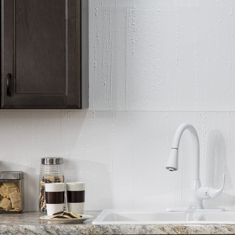Fasade Rain Decorative Vinyl Backsplash 15 Sq Ft 15 Sq Ft Kit in Gloss White - 15 Sq Ft Kit