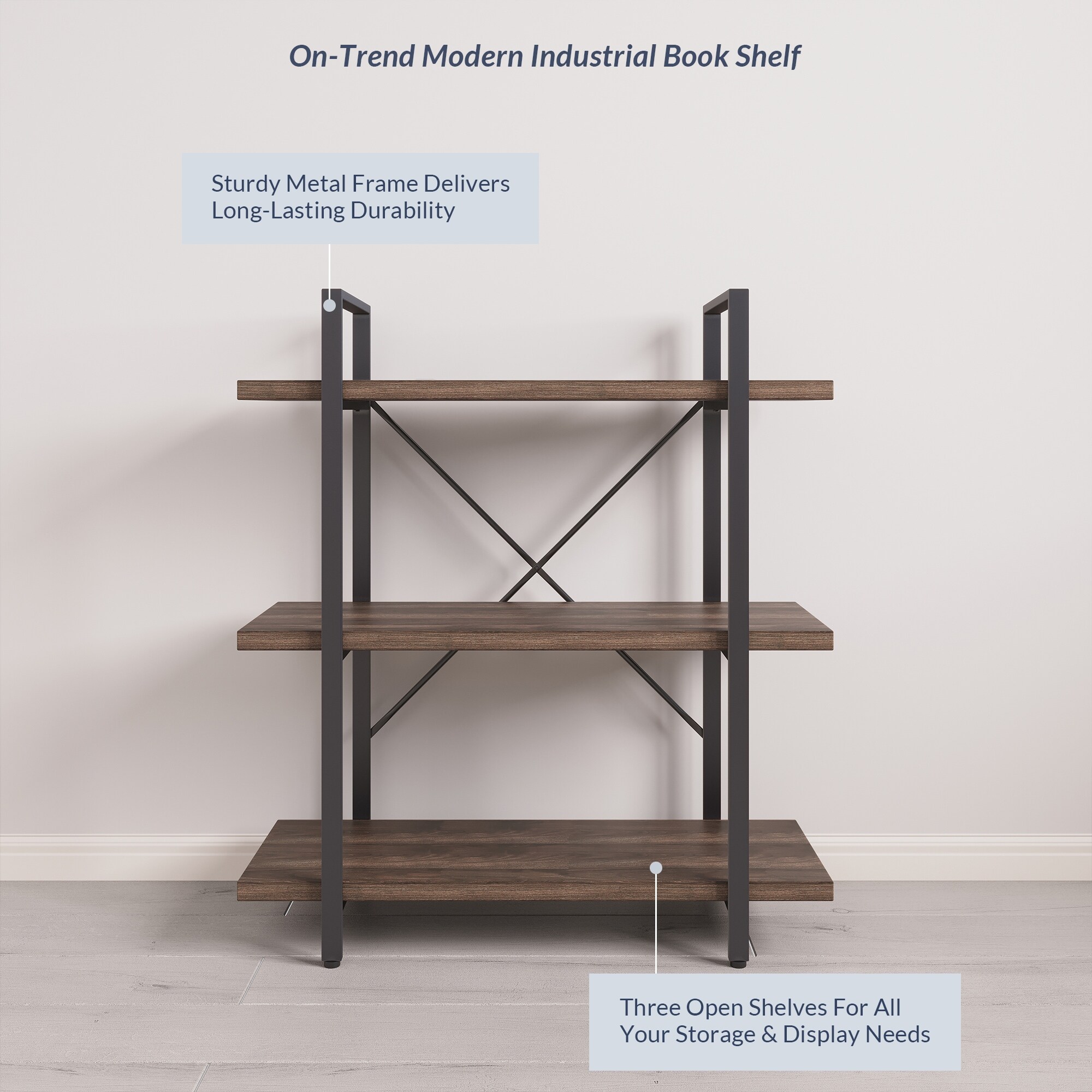 Belleze industrial bookshelf discount