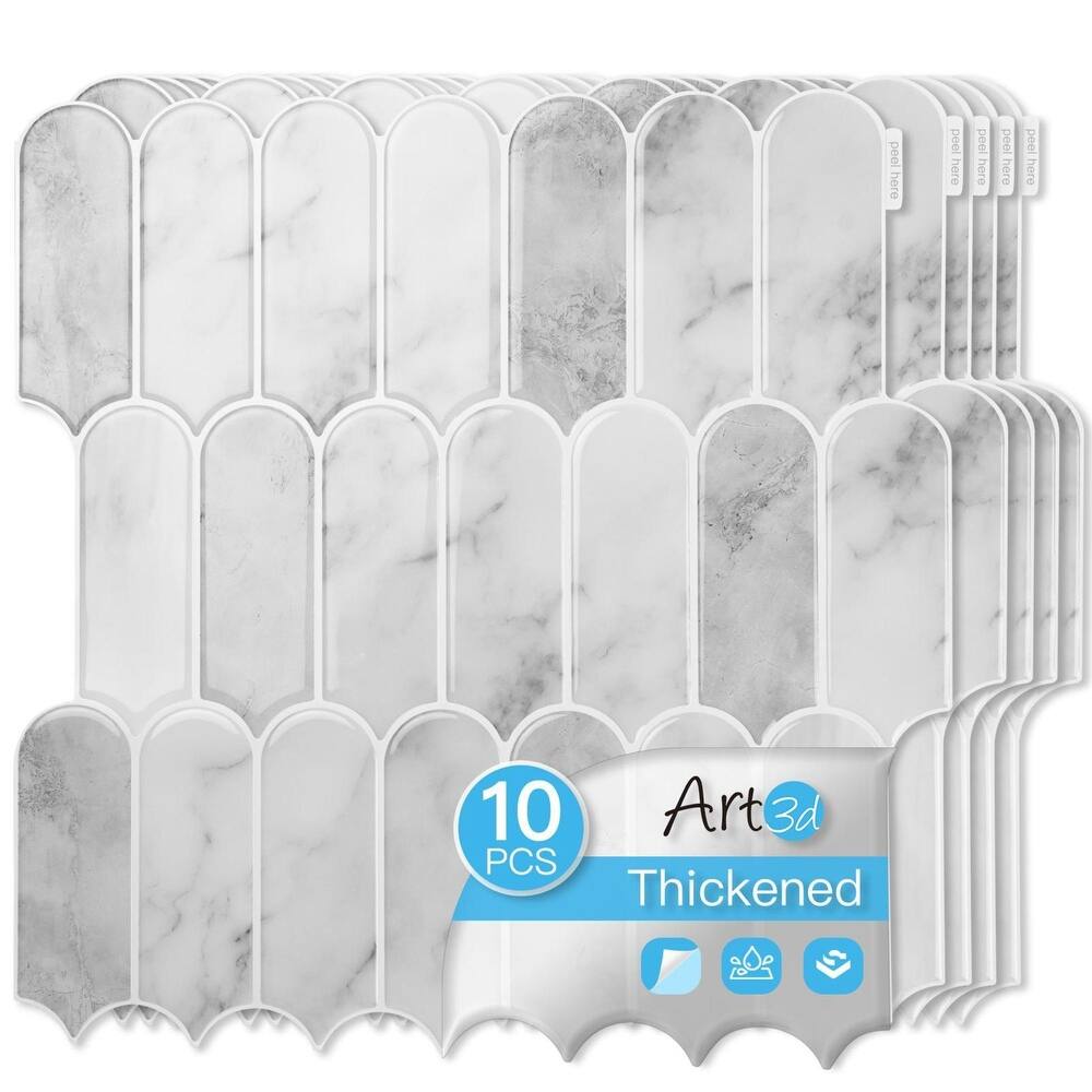 Art3d 10pcs Peel and Stick Backsplash Thickened Tiles, 12''x12'', Cover 10 Sq.Ft. - N/A