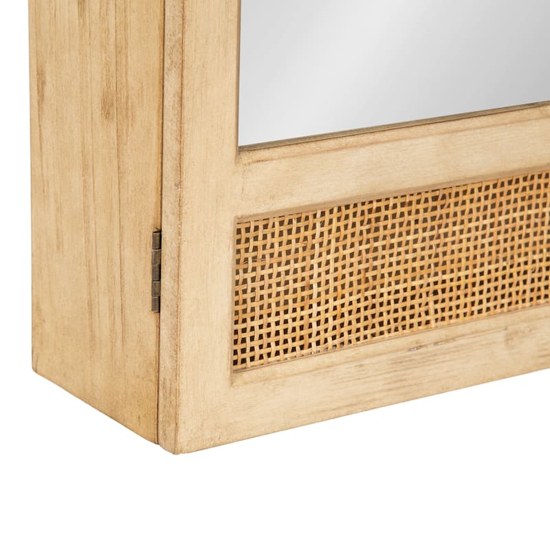 Kate and Laurel Ori Rattan Mirror Vanity Cabinet - 20x30