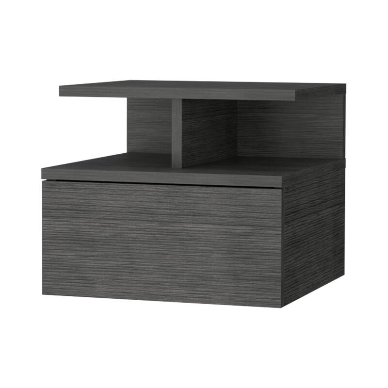 2-Tier Floating Nightstand with Drawer and Shelf
