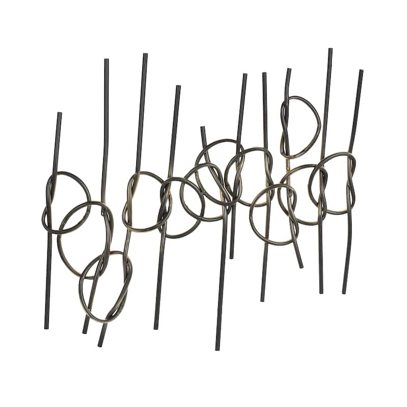 Metal Geometric Knotted Ombre Wall Decor with Black Ends - Gold - Roche River Decor