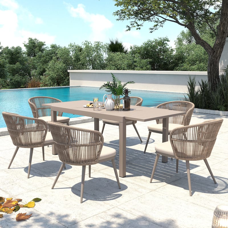 Outdoor Patio Dining Set Chairs and Extendable Table