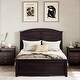 preview thumbnail 22 of 30, Farmhouse Wooden Platform Full Size Bed With Curl Design Headboard And Footboard For Teenager, Espresso